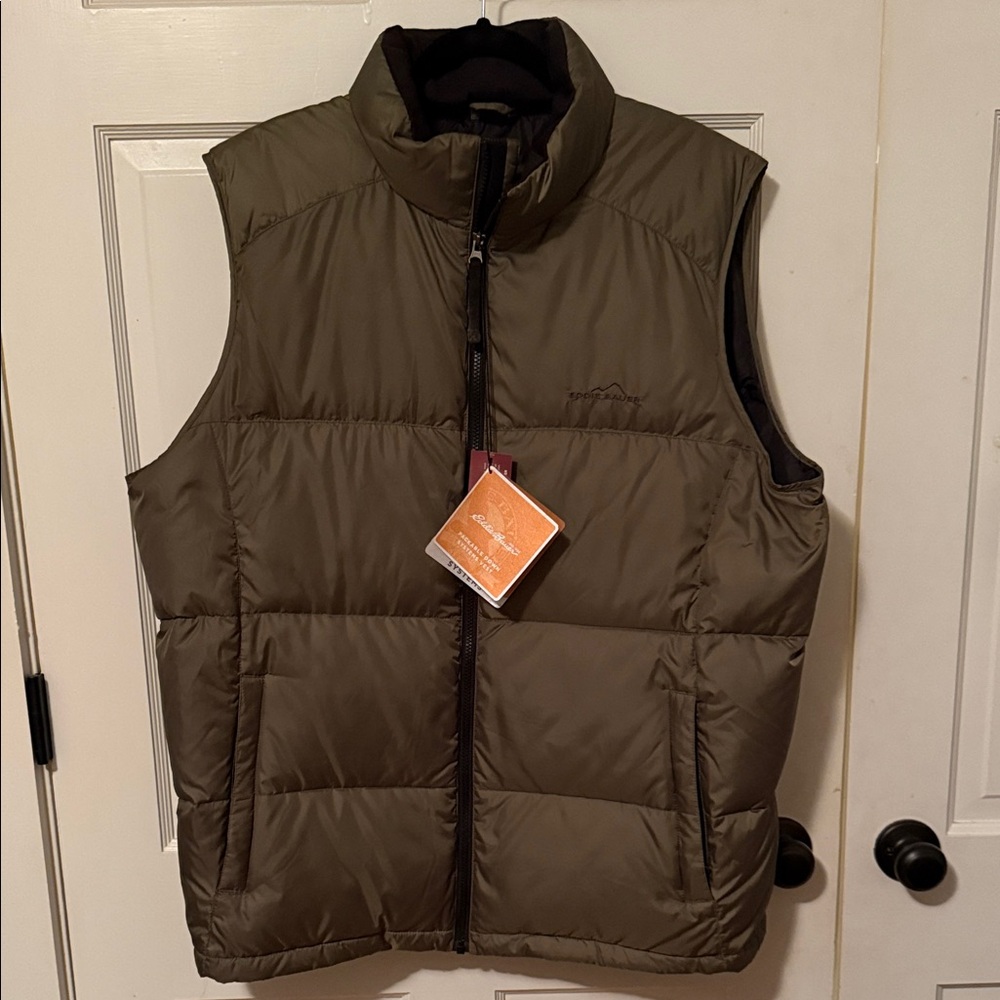 Eddie Bauer Men's Green Down Puffer Vest